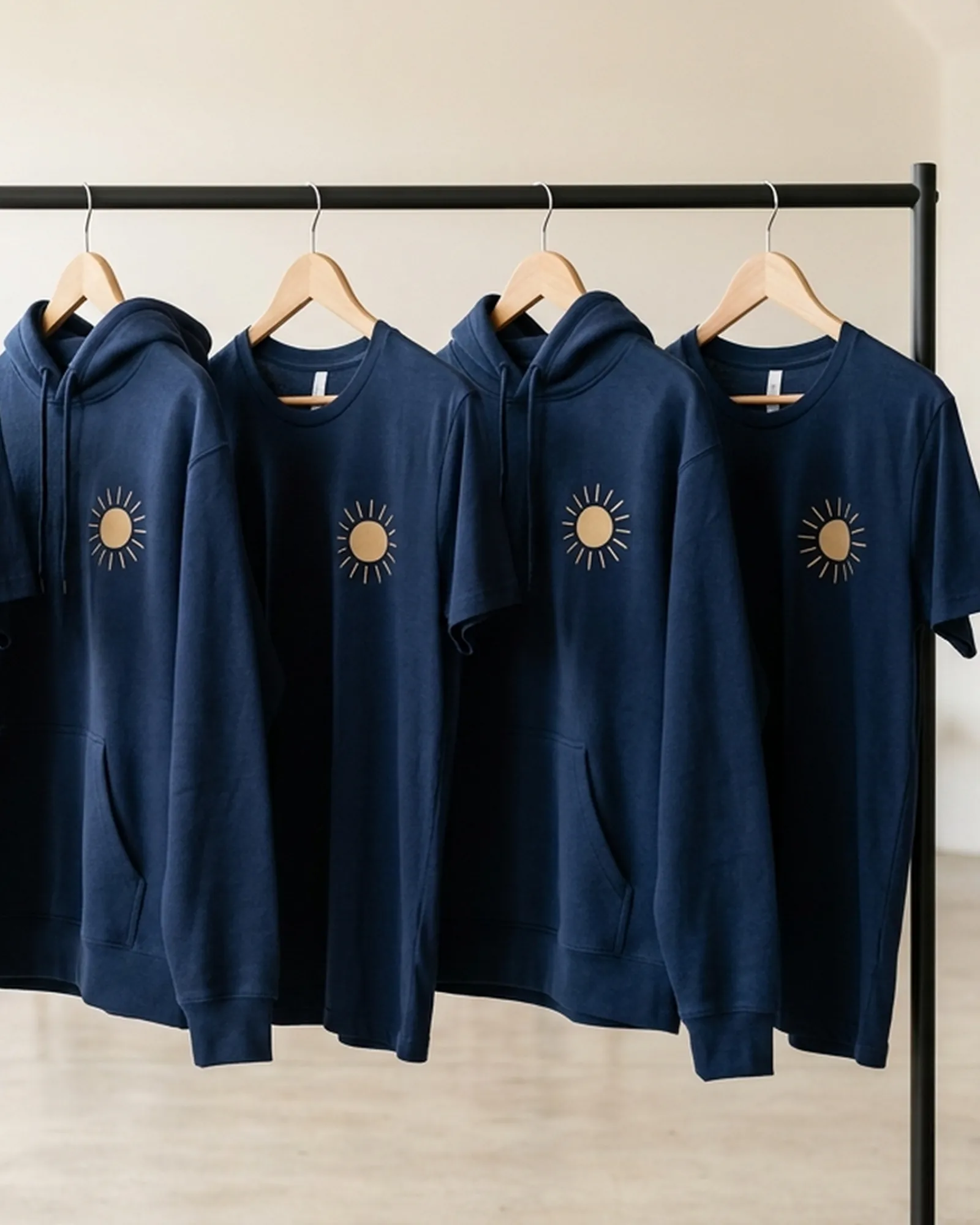 Colleagues wearing matching printed T-shirts